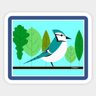 Minimalist Original Blue Jay Art Sticker